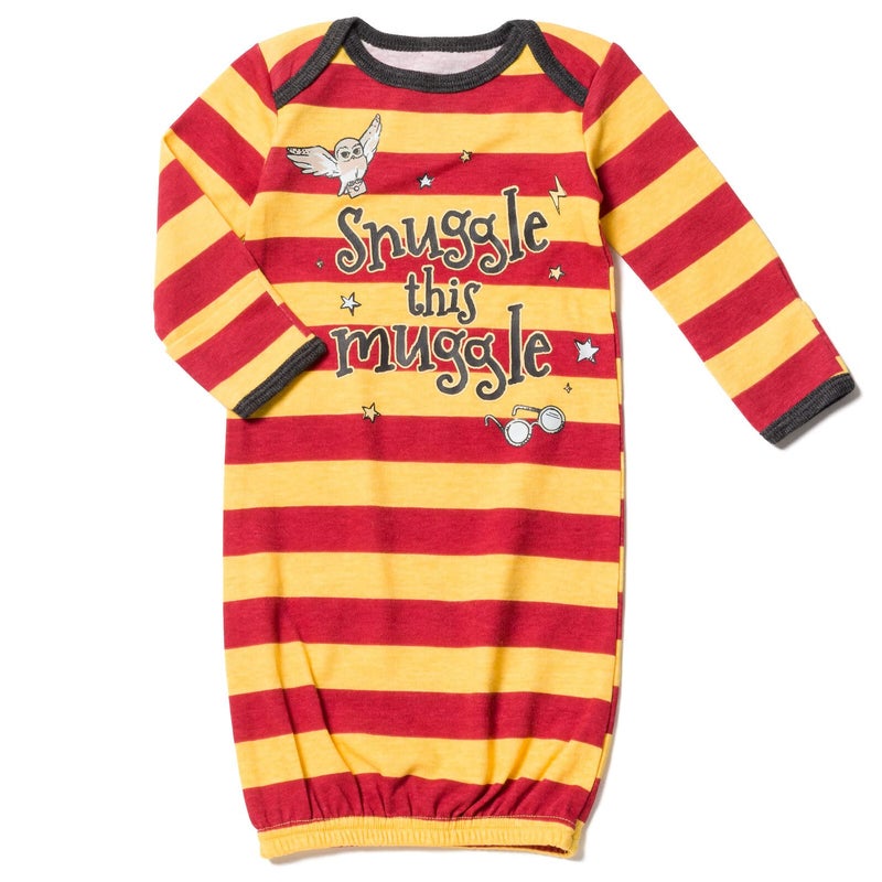 Harry Potter Hedwig Owl Newborn Baby Boys 3 Pack Sleeper Gowns Multicolor/Gray Newborn - Image 2